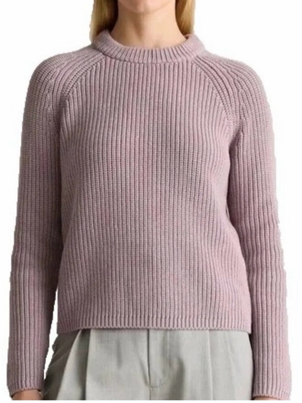 Quince Women's XS 100% Organic Cotton Fisherman Crew Sweater Vintage Rose Office